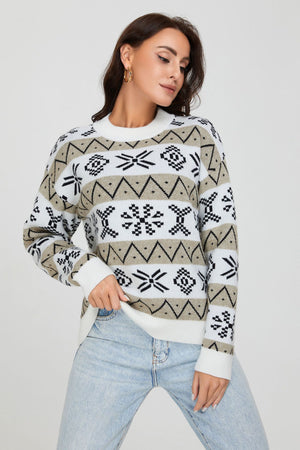 Maglione Natale Donna Oversize con Motivo Jacquard – Calore e Stile delle Feste – Natalia