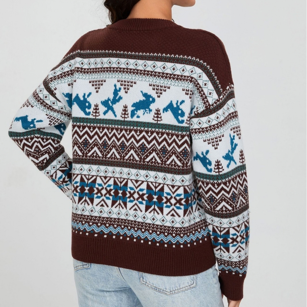 Maglione Natalizio Donna Morbido con Renne – Calore e Allegria per le Feste – Gaia