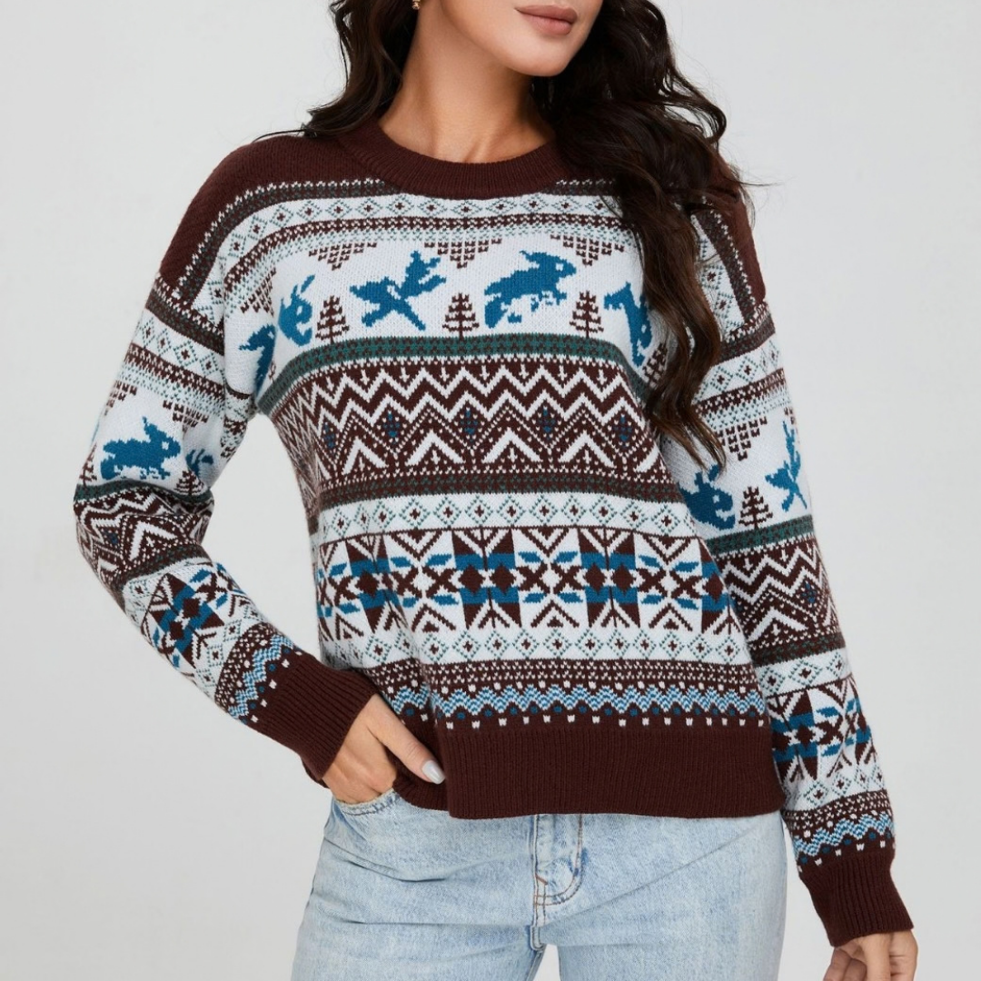 Maglione Natalizio Donna Morbido con Renne – Calore e Allegria per le Feste – Gaia