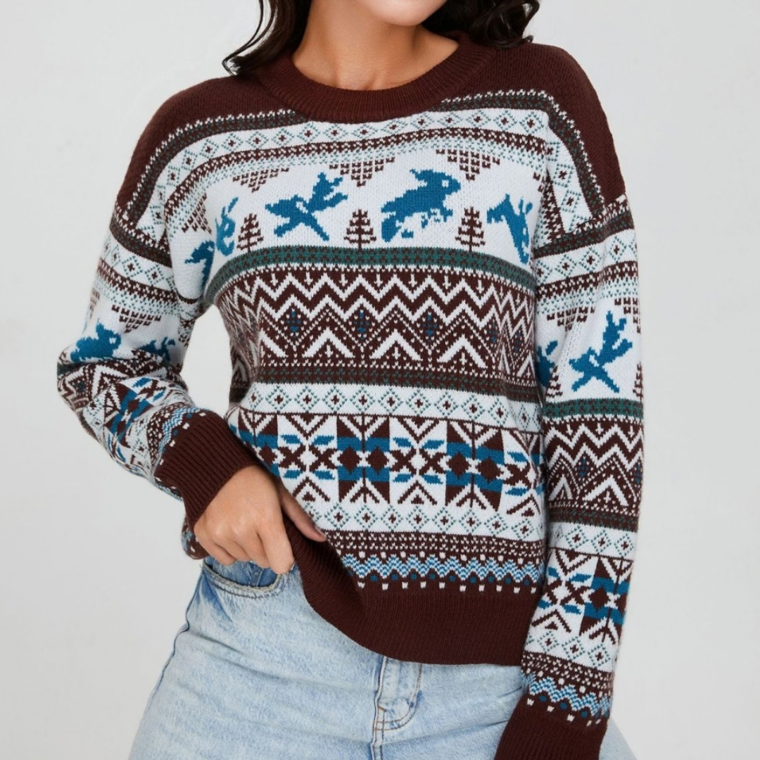 Maglione Natalizio Donna Morbido con Renne – Calore e Allegria per le Feste – Gaia