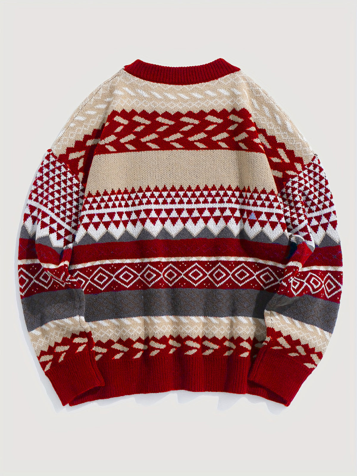 Maglione Natalizio Donna Oversize con Motivo Jacquard Geometrico – Stile delle Feste – Greta
