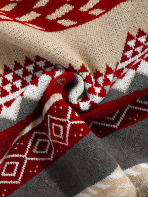 Maglione Natalizio Donna Oversize con Motivo Jacquard Geometrico – Stile delle Feste – Greta