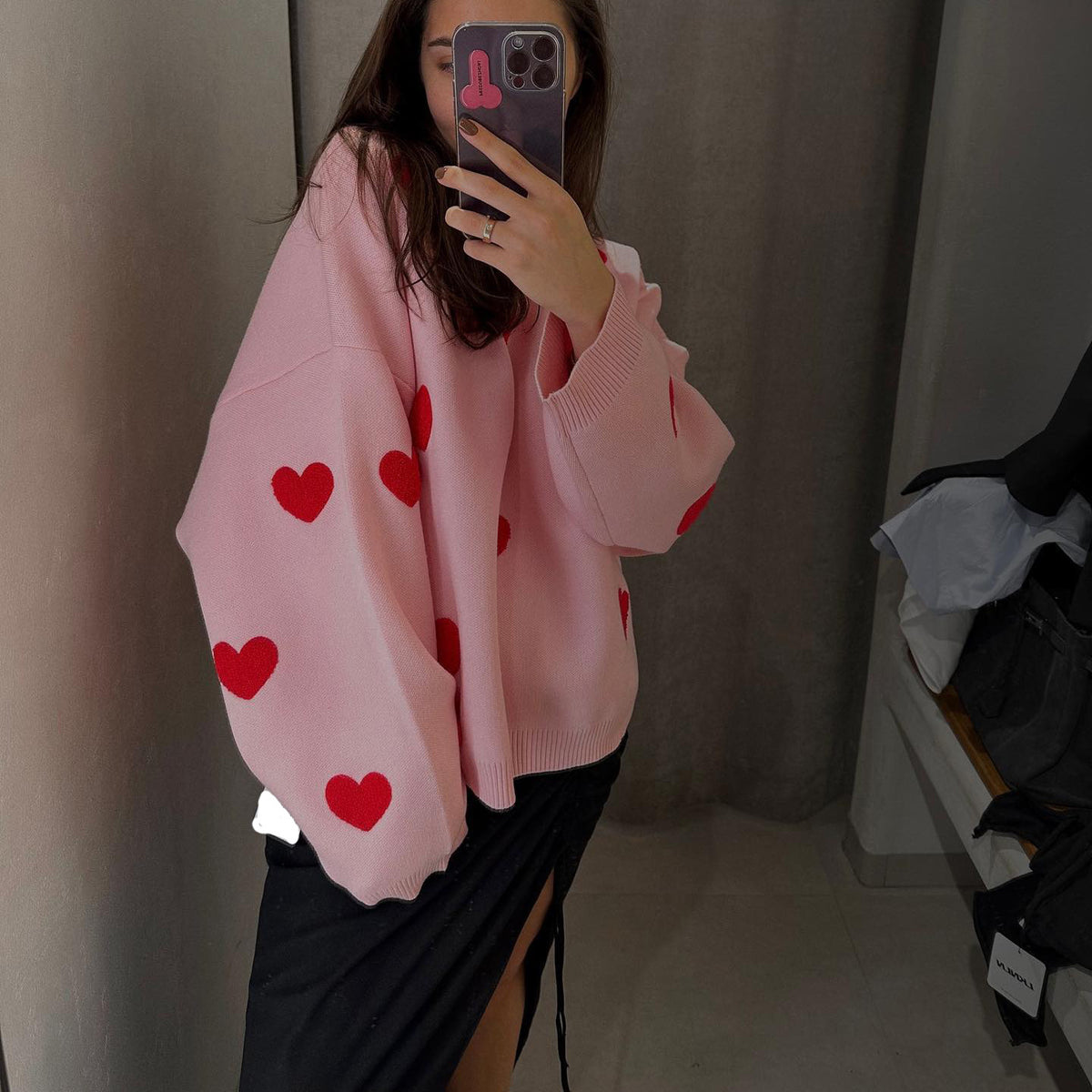 Maglione Oversize Donna a Cuori – Morbido, Caldo e Super Femminile – Cuore