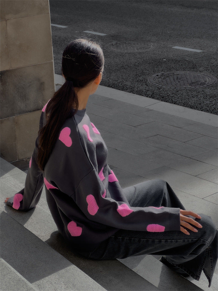 Maglione Oversize Donna a Cuori – Morbido, Caldo e Super Femminile – Cuore