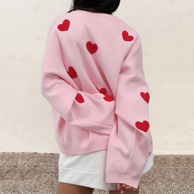 Maglione Oversize Donna a Cuori – Morbido, Caldo e Super Femminile – Cuore