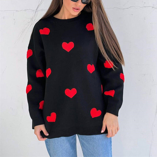 Maglione Oversize Donna a Cuori – Morbido, Caldo e Super Femminile – Cuore