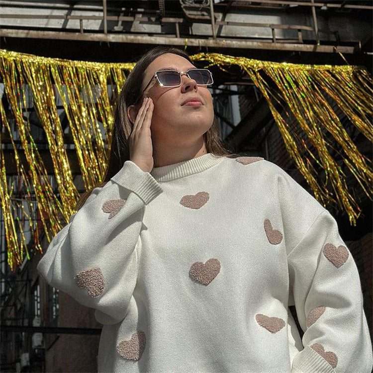 Maglione Oversize Donna a Cuori – Morbido, Caldo e Super Femminile – Cuore