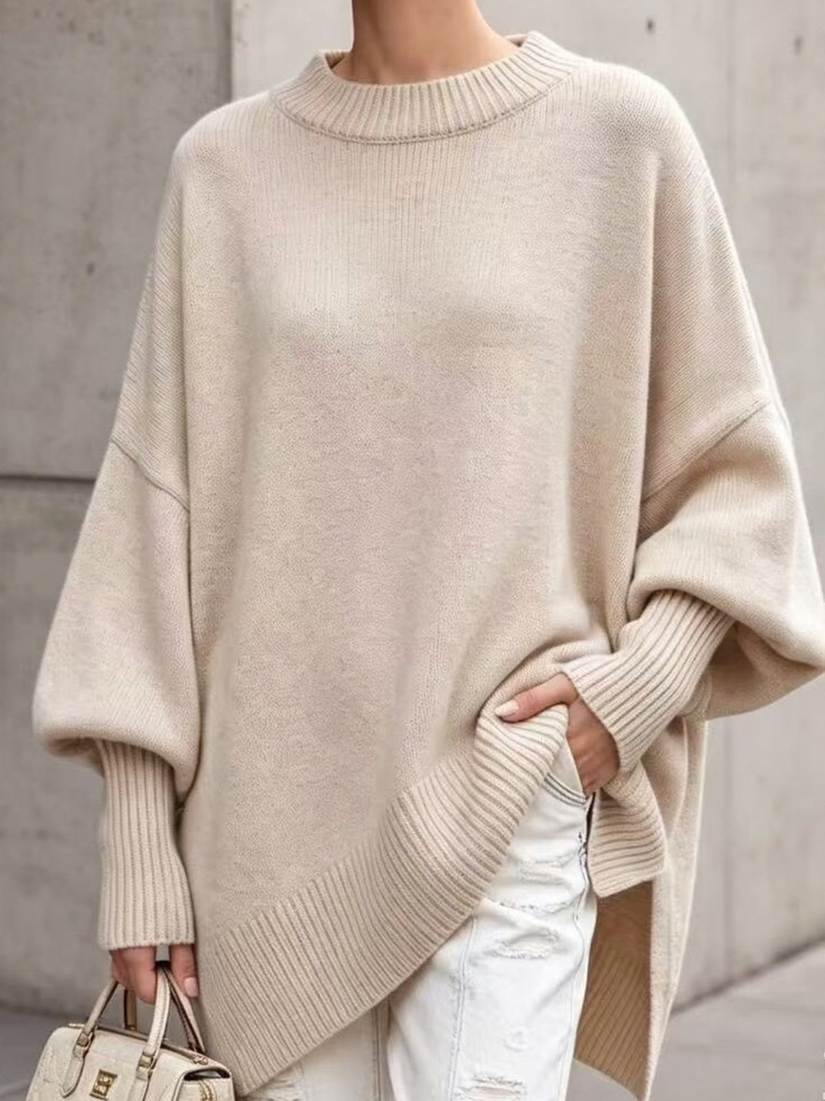 Maglione Poncho Donna Oversize con Maniche a Pipistrello – Eleganza Minimalista – Adele