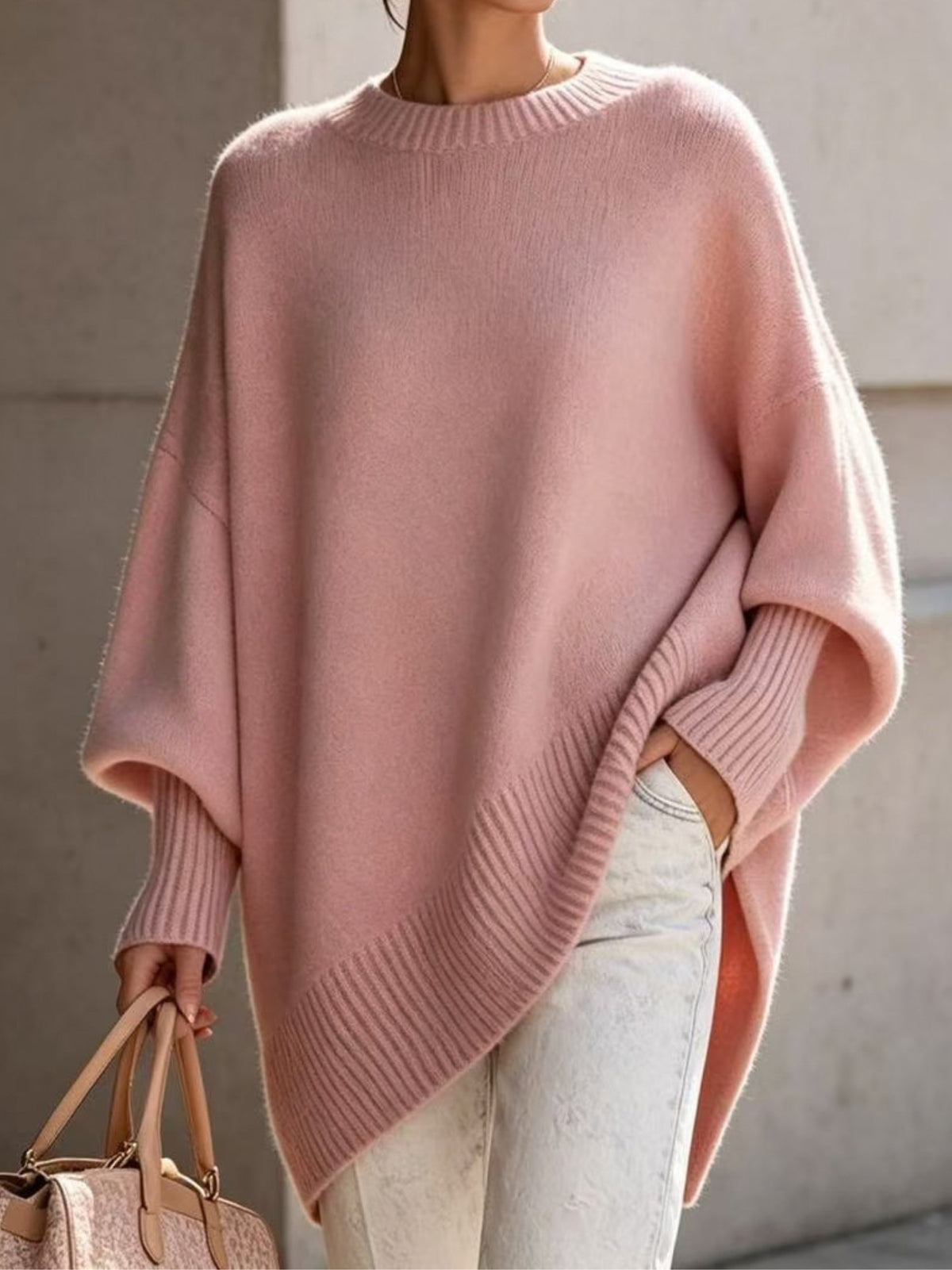 Maglione Poncho Donna Oversize con Maniche a Pipistrello – Eleganza Minimalista – Adele