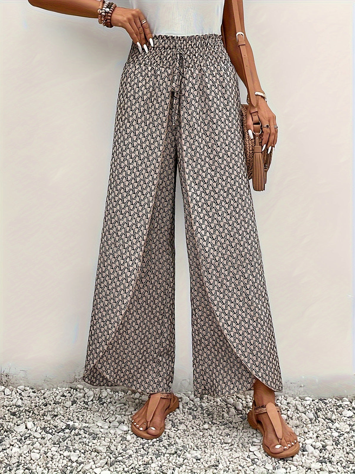 Pantaloni Wide Leg Estivi con Vita Elasticizzata