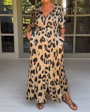 Vestito Camicia Lungo con Stampa Animale