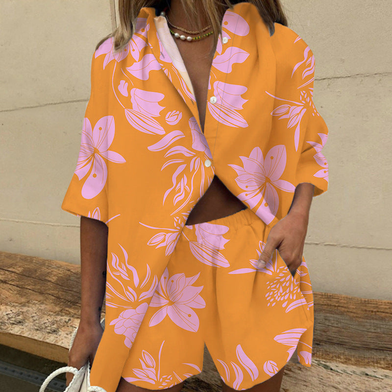 Completo Donna Estivo con Camicia e Shorts – Set Elegante e Confortevole con Stampa