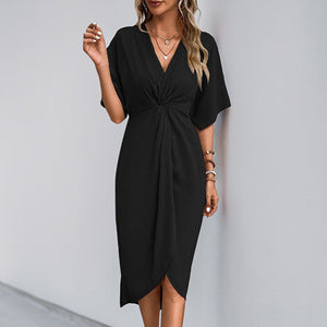 Iris – Vestito Donna Elegante con Nodo Frontale e Taglio a Portafoglio
