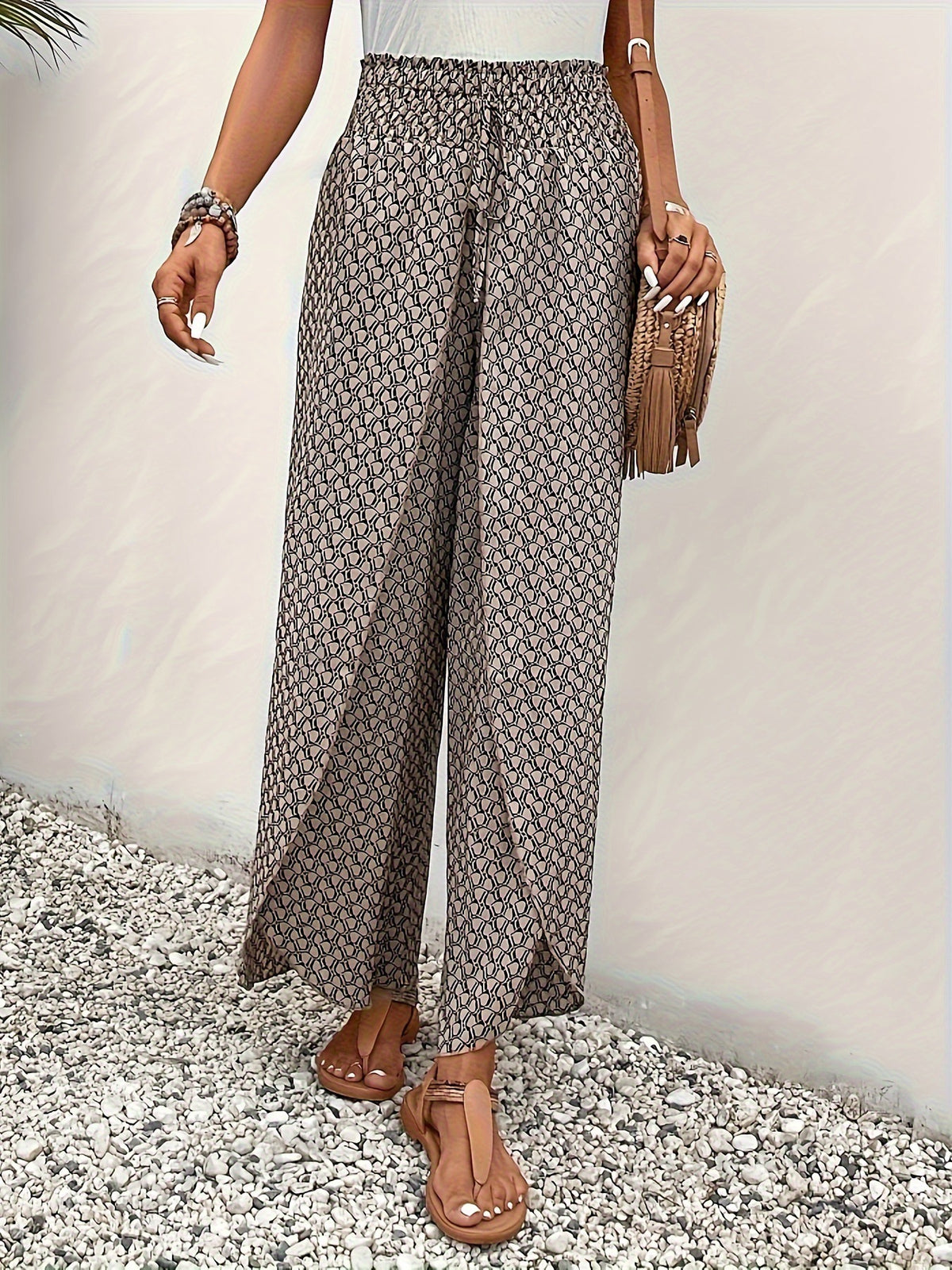 Pantaloni Wide Leg Estivi con Vita Elasticizzata