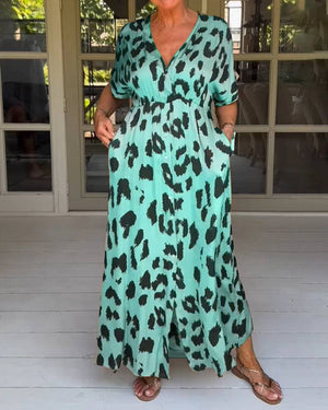 Vestito Camicia Lungo con Stampa Animale