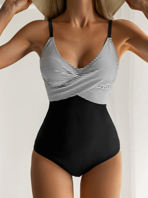 Costume da Bagno Foglia Tropicale – Scollo a V e Stile Modellante