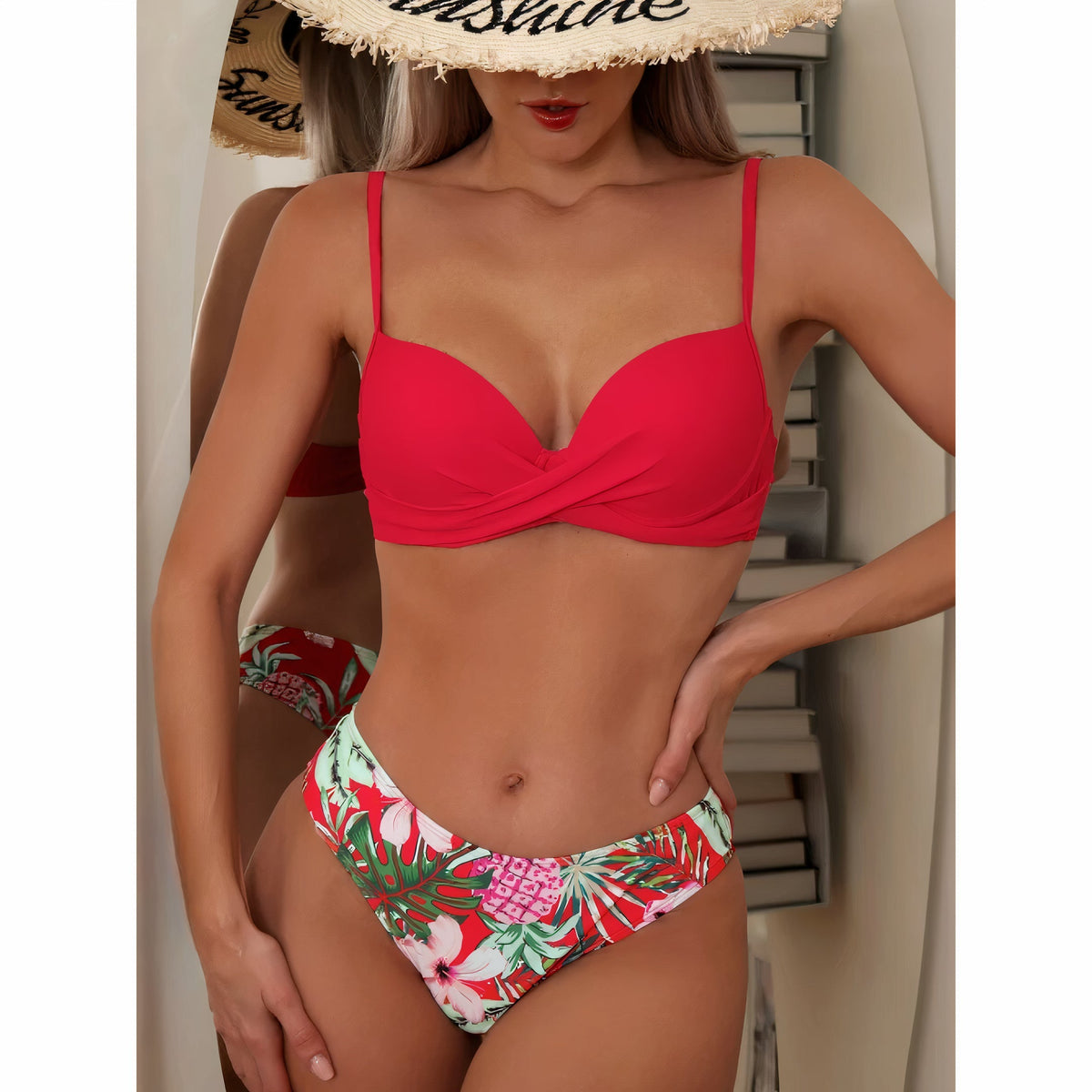Bikini Floreale 3 in 1 - Top Slip e Camicia