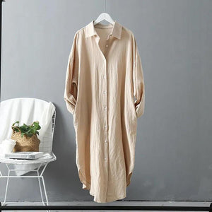 Vestito Camicia Midi Ivy Lungo in Lino