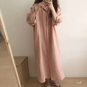 Vestito Camicia Midi Ivy Lungo in Lino