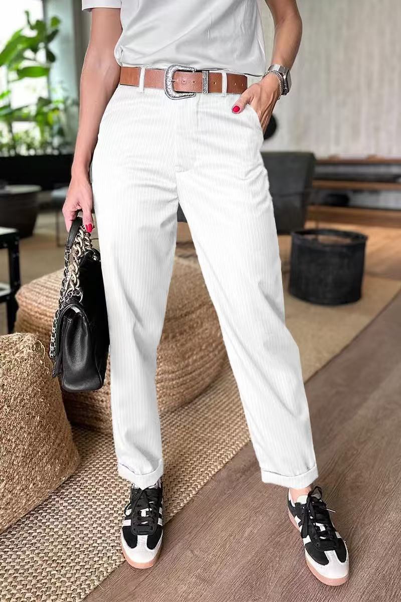 Pantaloni Donna Eleganti a Vita Alta - Linea Slanciante e Tessuto Raffinato - Martina