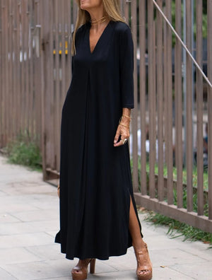 Raffaella – Abito Estivo Lungo Elegante con Scollo a V