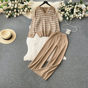 Maria - Completo 2 Pezzi Pullover e Pantaloni in Maglia