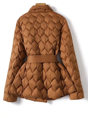 Gabriella | elegante cappotto in piuma con cintura