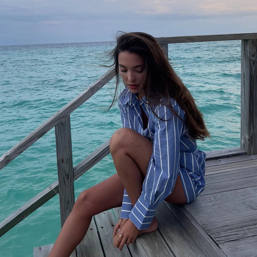 Set in Cotone a Righe Elegante - Camicia e Pantaloncini