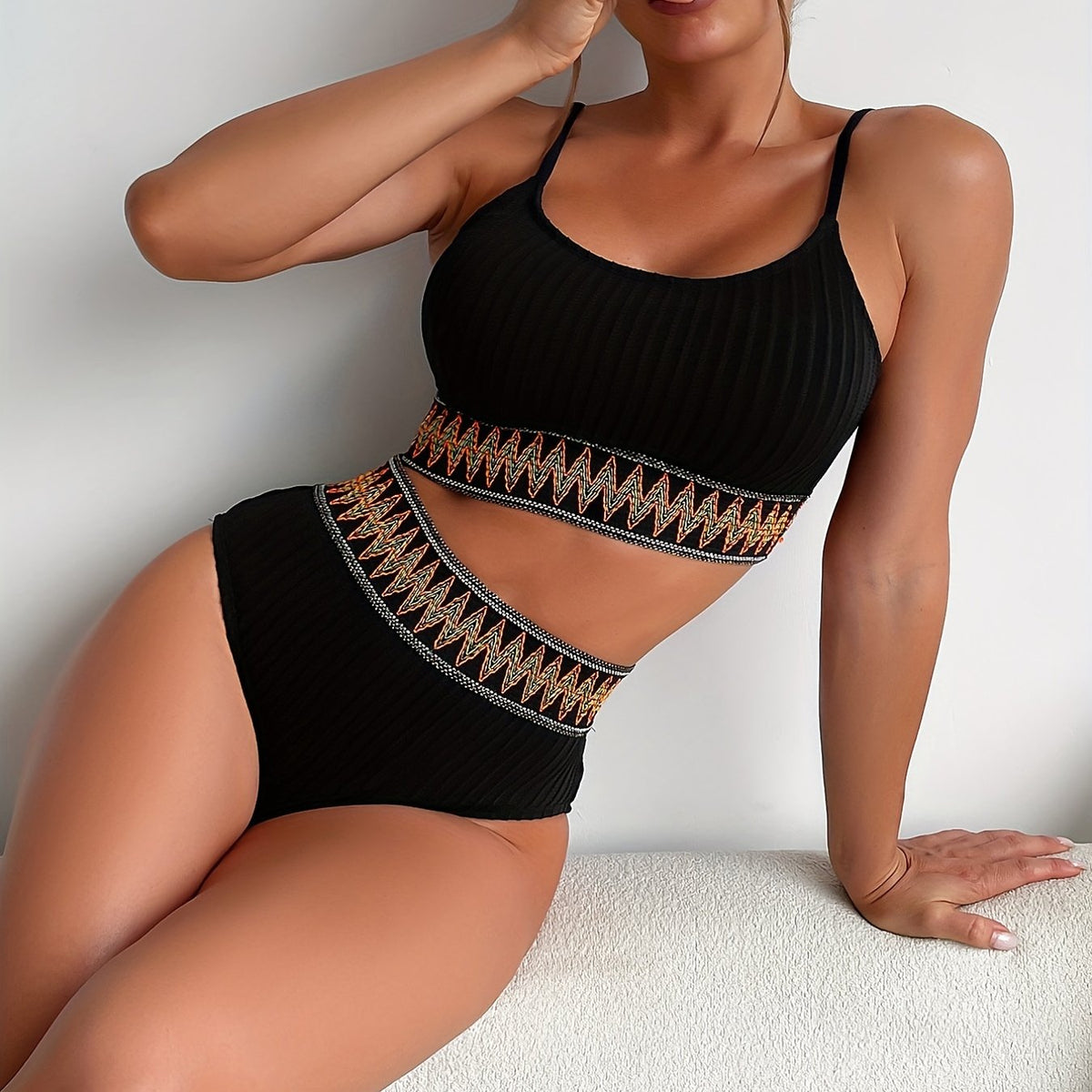 Bikini a Coste - Top e Slip a Vita Alta