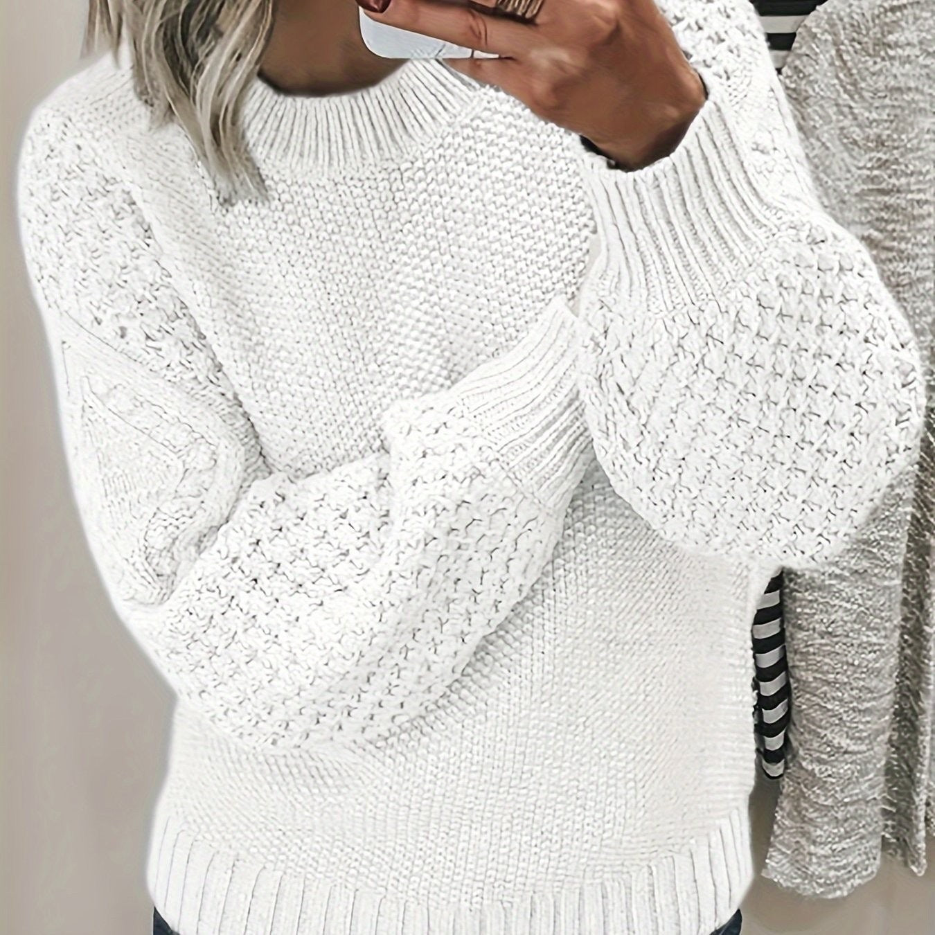Maglione Donna a Maglia Grossa con Maniche a Palloncino – Texture e Comfort – Chiara