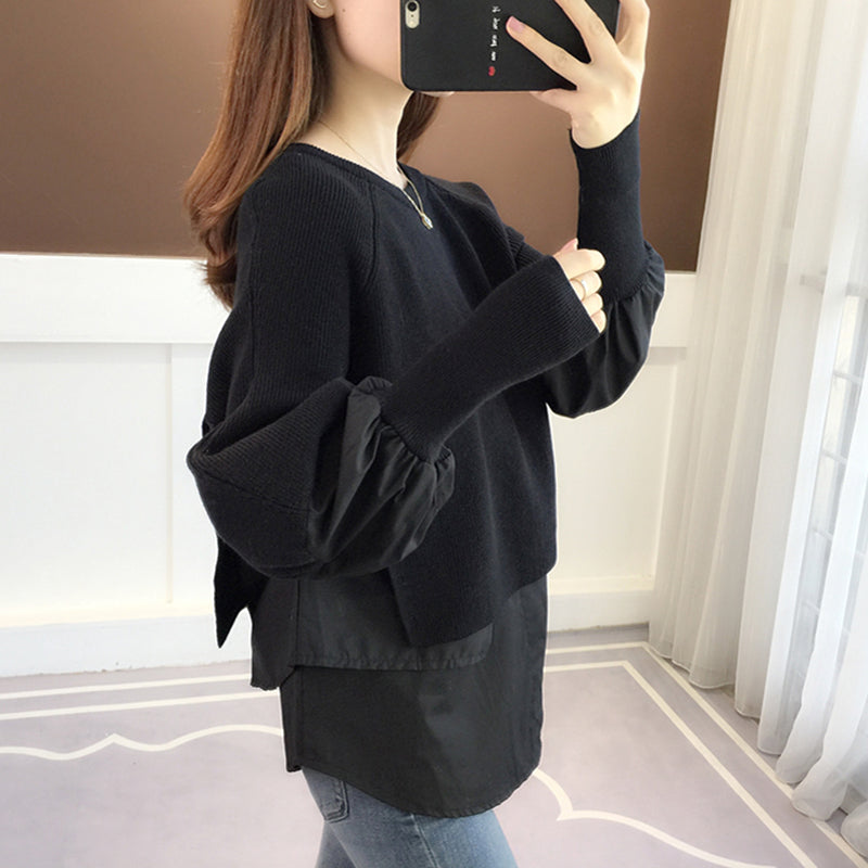 Maglione Donna Oversize con Maniche a Sbuffo