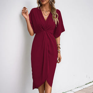 Iris – Vestito Donna Elegante con Nodo Frontale e Taglio a Portafoglio