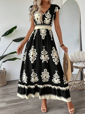 Sofia – Vestito Lungo Donna con Stampa Chic e Vita Elasticizzata