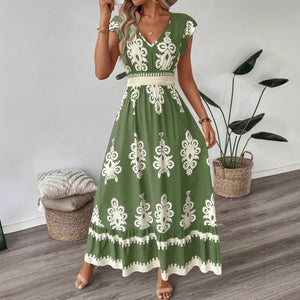 Sofia – Vestito Lungo Donna con Stampa Chic e Vita Elasticizzata