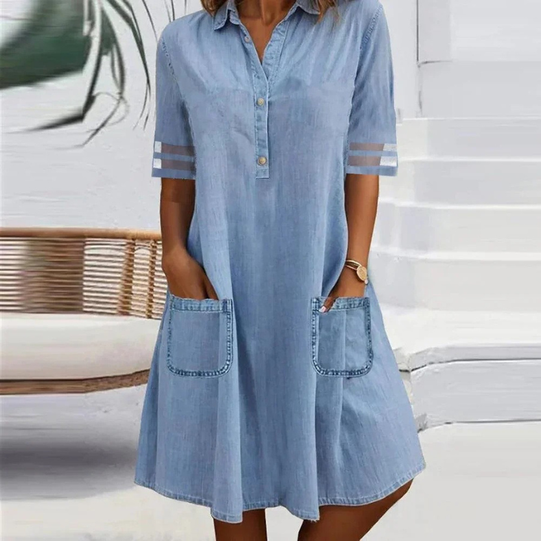 Vestito Lina Jeans Estivo con Tasche – Comodo, Casual e Chic per Tutti i Giorni