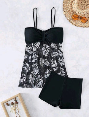 Tankini Donna SoleSkin – Costume a Vestito con Stampa a Foglie