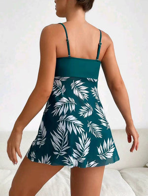 Tankini Donna SoleSkin – Costume a Vestito con Stampa a Foglie