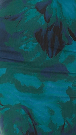 Vestito Midi Floreale Blu Teal con Schiena Scoperta