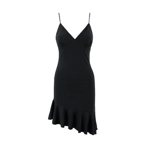Vestito Corto con Gonna Asimmetrica Fluida Elegante