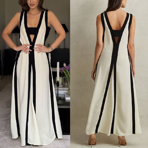 Luna – Vestito Lungo Elegante Reversibile Bicolore
