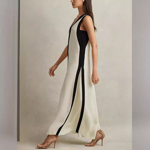 Luna – Vestito Lungo Elegante Reversibile Bicolore