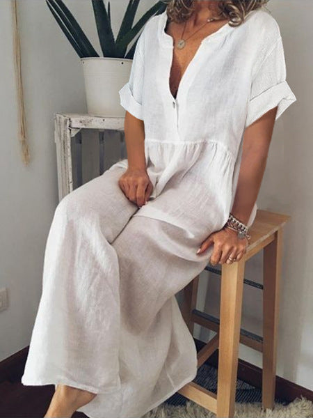 Vestito Lungo Estivo Donna Per Vacanze e Tempo Libero - Fresco e Comodo con Scollo Morbido - Chiara