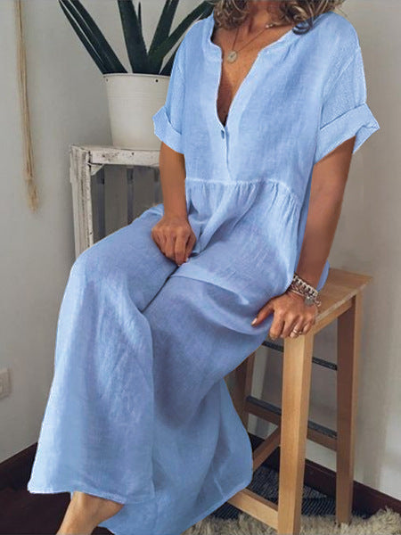 Vestito Lungo Estivo Donna Per Vacanze e Tempo Libero - Fresco e Comodo con Scollo Morbido - Chiara