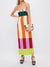 Vestito Lungo con Blocchi di Colore e Spalline Sottili