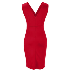 Vestito Midi Elegante Isa – Scollo a V Drappeggiato e Spacco Laterale