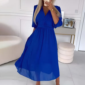 Vestito Anna Midi Elegante con Scollo a V