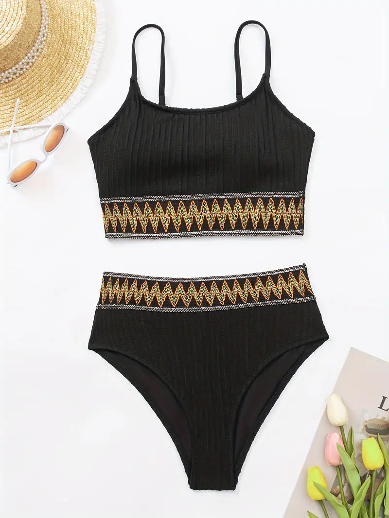 Bikini a Coste - Top e Slip a Vita Alta