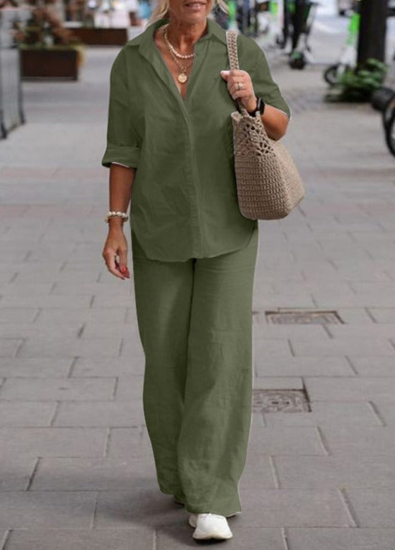 Camicia Lino Pantaloni Corti E Camicia Lunga Camicia Di Outfit