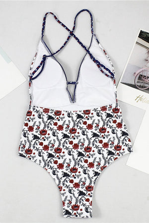 Costume da Bagno con Stampa Bohemien e Scollo a V