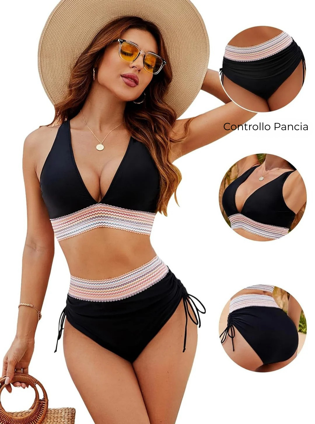 Bikini Donna a Vita Alta Controllo Pancia - Sostegno, Comfort e Linea Snellente - Bianca